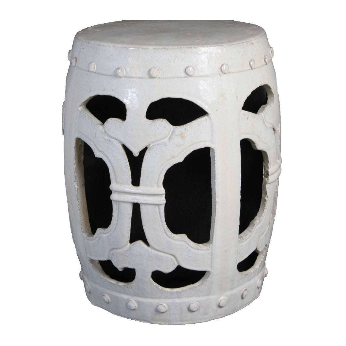 Openwork White Garden Seat - The Kellogg Collection