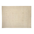 Tone-on-tone sand 10x14 Oushak area rug with warm oatmeal floral motifs and subtle taupe accents.