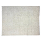 Monochromatic ultra-faded ivory 9x12 Oushak area rug with cream and light beige traditional floral motifs.