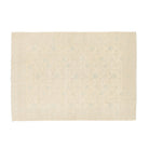 Ultra-faded ivory 5x7 Oushak area rug with delicate light blue floral motifs and subtle abrash texture.