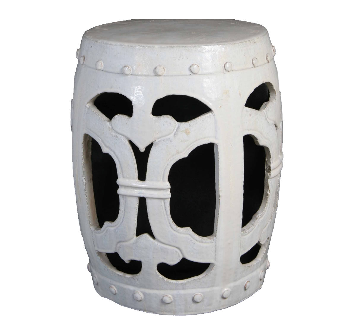 Openwork White Garden Seat - The Kellogg Collection